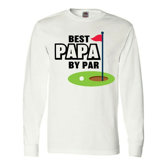 Inktastic Father's Day Best Papa by Par with Flag and Golf Ball Long Sleeve T-Shirt