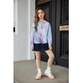 thumbnail image 5 of Oudiya Hoodies for Teen Girls Twist Front Tie Dye Hooded Sweatshirt Casual Long Sleeve Tops Clothes for 5-13 Years, 5 of 6