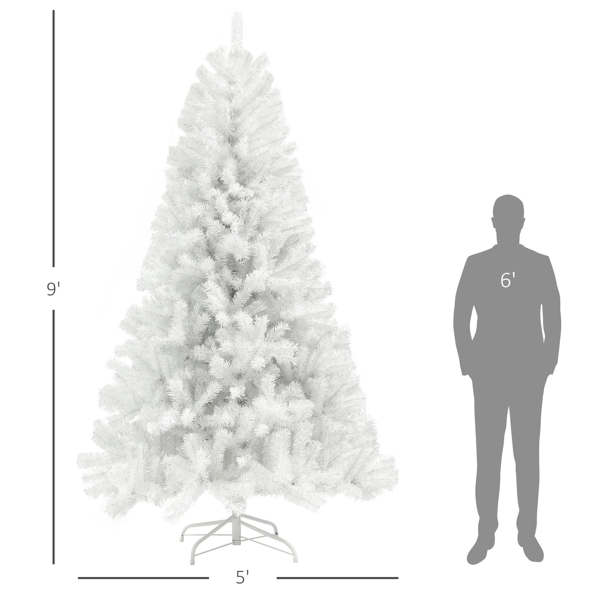 9ft Unlit Full Christmas Tree 2132 Tips Auto-Open Branches Flame Retardant Indoor Decor