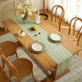 thumbnail image 2 of Dalrosia Farmhouse Table Runner Boho Style Linen 72 Inch Long, Handmade Rustic Table Runner with Tassels for Holiday Party Dining Room Kitchen,13“ x 72” Long Dresser Scarf, 2 of 5