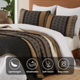 thumbnail image 3 of Queen Quilt Set Brown,Striped Bedspread Queen Size, Fall Bedding Sets 3 Pieces Micofiber Lightweight Quilts with 2 Pillow Shams Coverlet Bed Sets for Women Men 96''x90'', 3 of 15