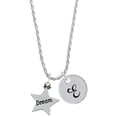 thumbnail image 1 of Delight Jewelry Silvertone Dream Star Silvertone Script Initial Disc - E - Charm Necklace, 20"+3", 1 of 4