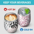 thumbnail image 4 of 12oz Stemless Wine Tumblers Pink Floral and Petal Pattern Vacuum Insulated Stainless Steel Travel Tumbler Cups Mug with Lid and Straw for Champaign,Cocktail,Beer with Cleaning Brush, 4 of 5