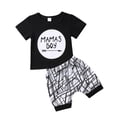thumbnail image 1 of EYIIYE Baby Boy?s Letter Round Neck T-shirt and Geometric Pattern Shorts, 1 of 7