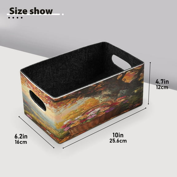 BZSMCE Shelf Baskets Basket Of Flower by Tree Pattern Storage Cube Bins 10.1*6.3*4.7in Set of 2