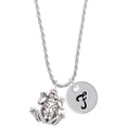 thumbnail image 1 of Delight Jewelry Silvertone Large Filigree Frog Silvertone Script Initial Disc - F - Charm Necklace, 20"+3", 1 of 4