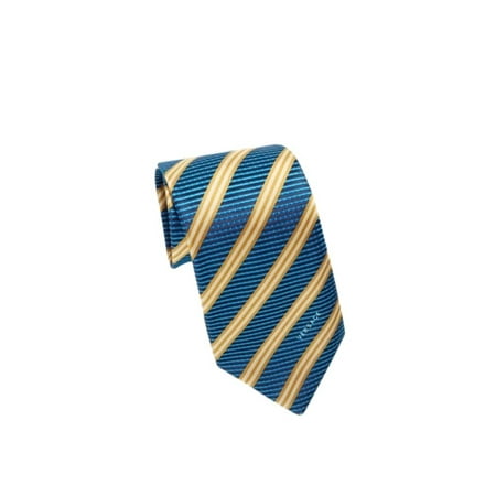 Circle Silk Tie - Versace Men's Striped Woven Silk Necktie Teal Yellow