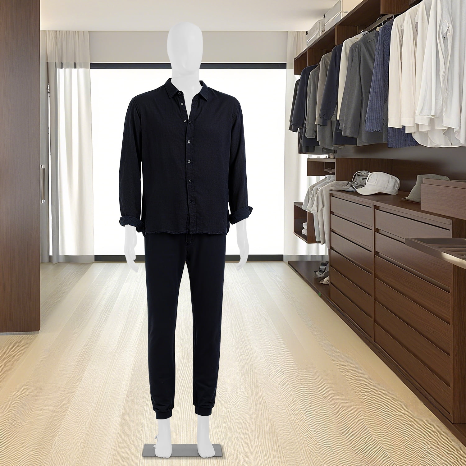 Male Mannequin Torso 73 Inch Full Body Dress Form Adjustable Detachable Realistic Stand Manikin with Metal Base Stand,White