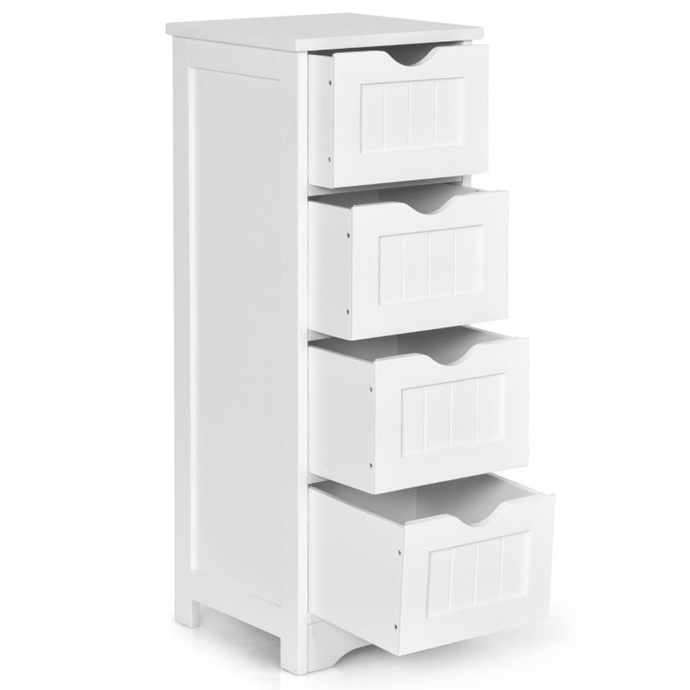Finihen Storage Cabinet, Floor Cabinet, Floor Wooden Free Standing Storage Side Organizer, for Bathroom, Living Room, Bedroom, Kitchen, White