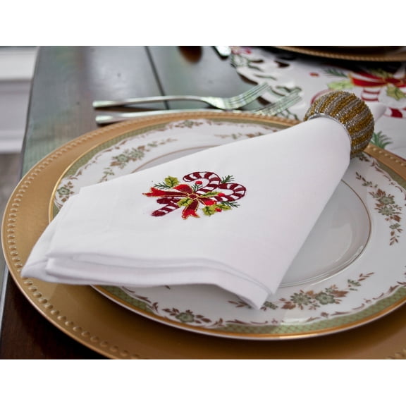 Candy Cane and Holly Leaves Napkins (19" x 19")