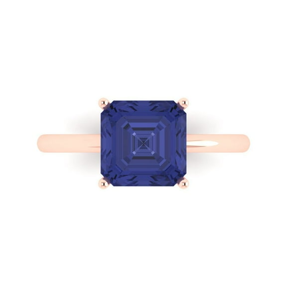 Clara Pucci 14K Rose Gold 2.5ct Tanzanite Solitaire Ring for Women