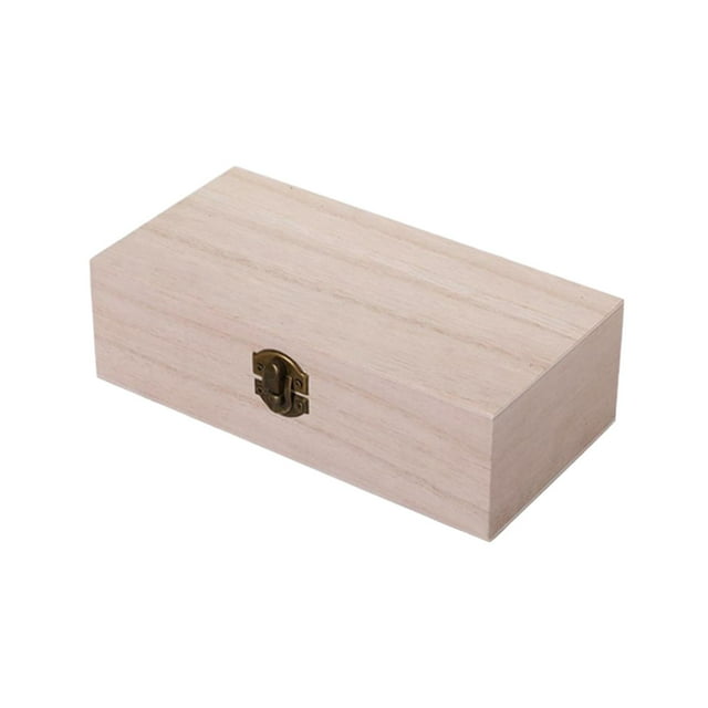 Wooden Storage Box Souvenir Box with Hinge Lid Container Decorative Keepsake Box Style A