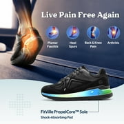 FitVille Extra Wide Walking Shoes for Men Width Sneakers for Flat Foot Heel Pain Relief (All Black, 12 x-Wide)
