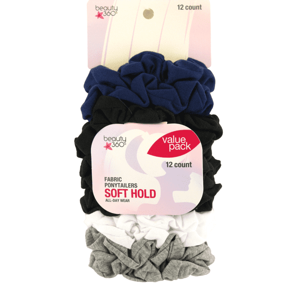 CVS Beauty 360 Assorted Soft Fabric Ponytail Holders - 12 Ct. Value Pack