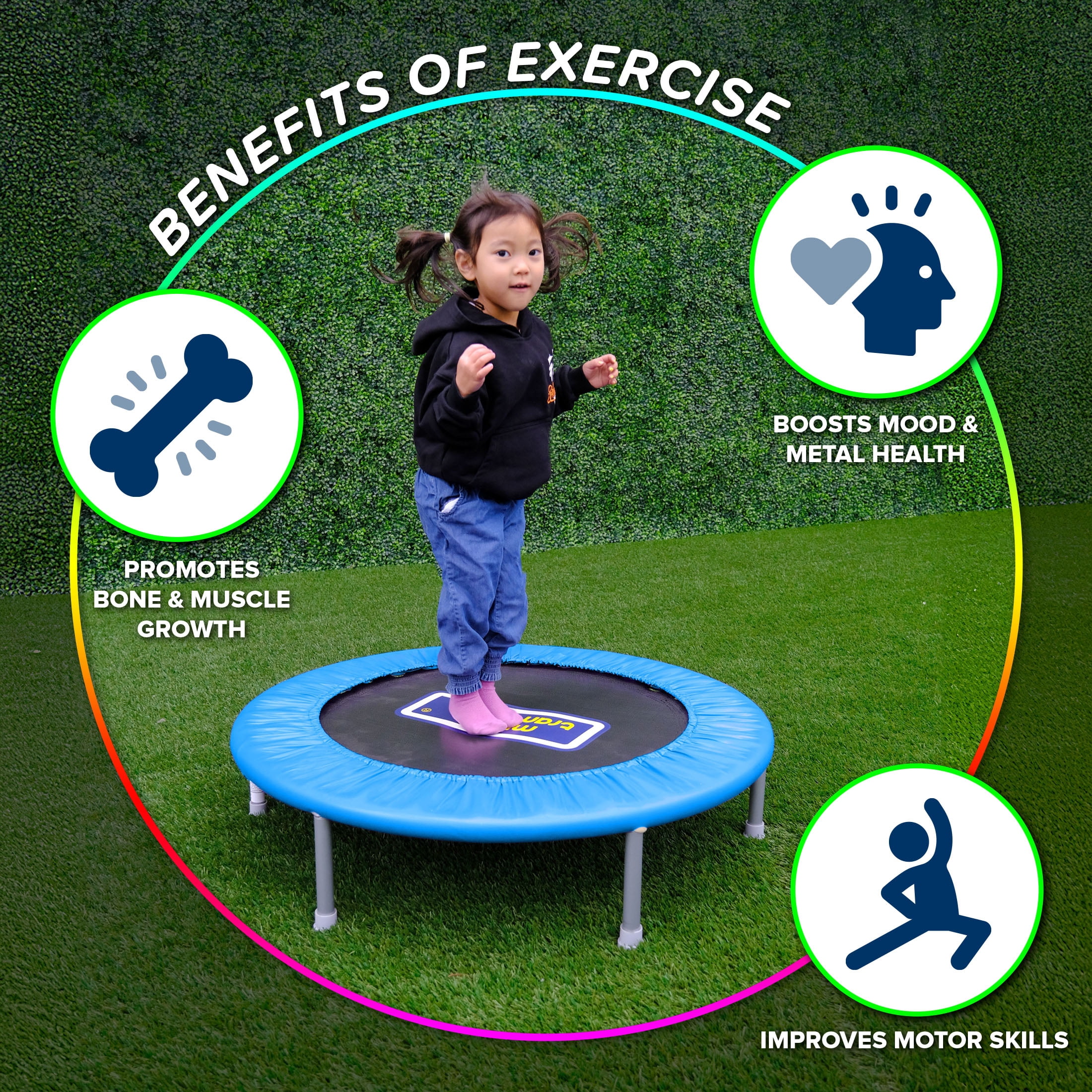 Sportspower My 1st Trampoline 36" Indoor/Outdoor Mini Rebounder Trampoline with No-Gap Padded Cover, for Toddlers & Kids Aged 3 to 10, Max Weight Capacity 220 LBS - BLUE