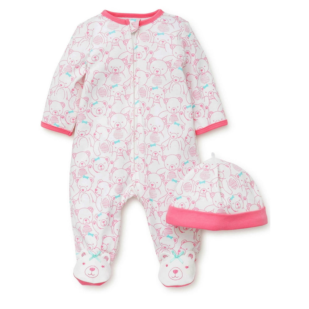 LTM Baby Baby Sleepers Teddy Bear Pink OnePiece Zipper Footie
