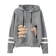 thumbnail image 2 of Fesfesfes Women Hooded Long Sleeve Stripe Print Jumper Hoodie Sweatshirt Pullover Tops Clothes Sale, 2 of 5