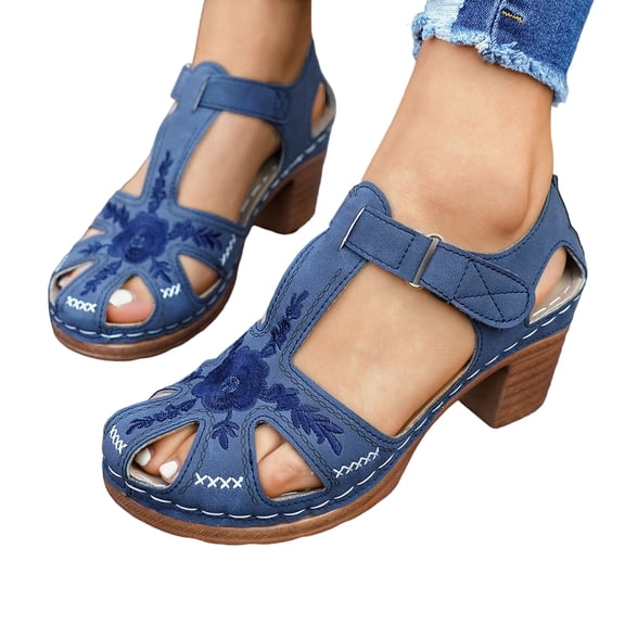 Closed Toe Sandals for Women Summer Ankle Strap Orthopedic Wedge Sandals with Arch Support Comfortable Wide Width Beach Sandal Hollow Out Breathable Outdoor Casual Walking Shoes