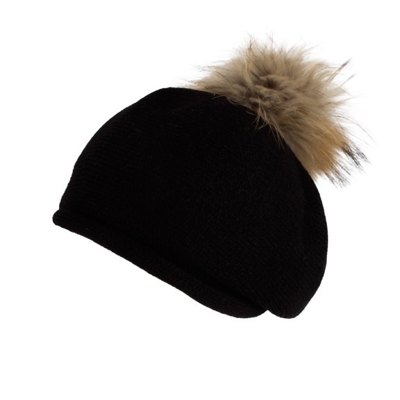 WITHMOONS Winter Women Knitted Wool Beret Hat Pom Pom Cap Beanie SLF1241 (Black)