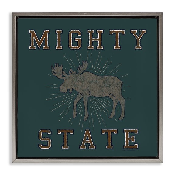 Stupell Industries Mighty Moose State Animals Painting Gray Floater Framed Canvas Art Print Wall Art, 25 x 25