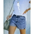 thumbnail image 3 of ONLYSHE Women's High Waisted Stretchy Denim Shorts with Frayed Hem, 3 of 5