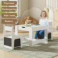 thumbnail image 5 of imerelez Wood Kids Table & 2 Chairs Set 3 in 1 Activity Table with Storage Desktop and Drawers, Early Childhood Education and Toddler Table Set in Playroom, Bedroom, Classroom, 5 of 7