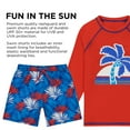 thumbnail image 4 of Boys Swim Set with Long Sleeve Rash Guard, Swim Shorts, Sunglasses (Red & Blue Palm Tree, 7-8 Years), 4 of 5