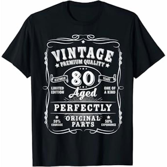 Vintage 80th Birthday Decorations Men Funny 80 Birthday T-Shirt