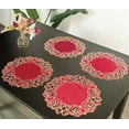 thumbnail image 6 of Gold Lace Burgundy Doilies Set of 4 - Round Placemats European Embroidery for Fall Autumn Thanksgiving Season Dining Table Home Decor Wedding - 15 inches - The Granada Collection, 6 of 6