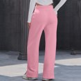 thumbnail image 5 of WTOBBY Women's Thin Wide Leg Pants with High Waist, Casual Work Pants with Flowy Design and Back Pockets, Comfortable Trousers for Women, Ideal for Office and Casual Wear,Pink 3XL, 5 of 7