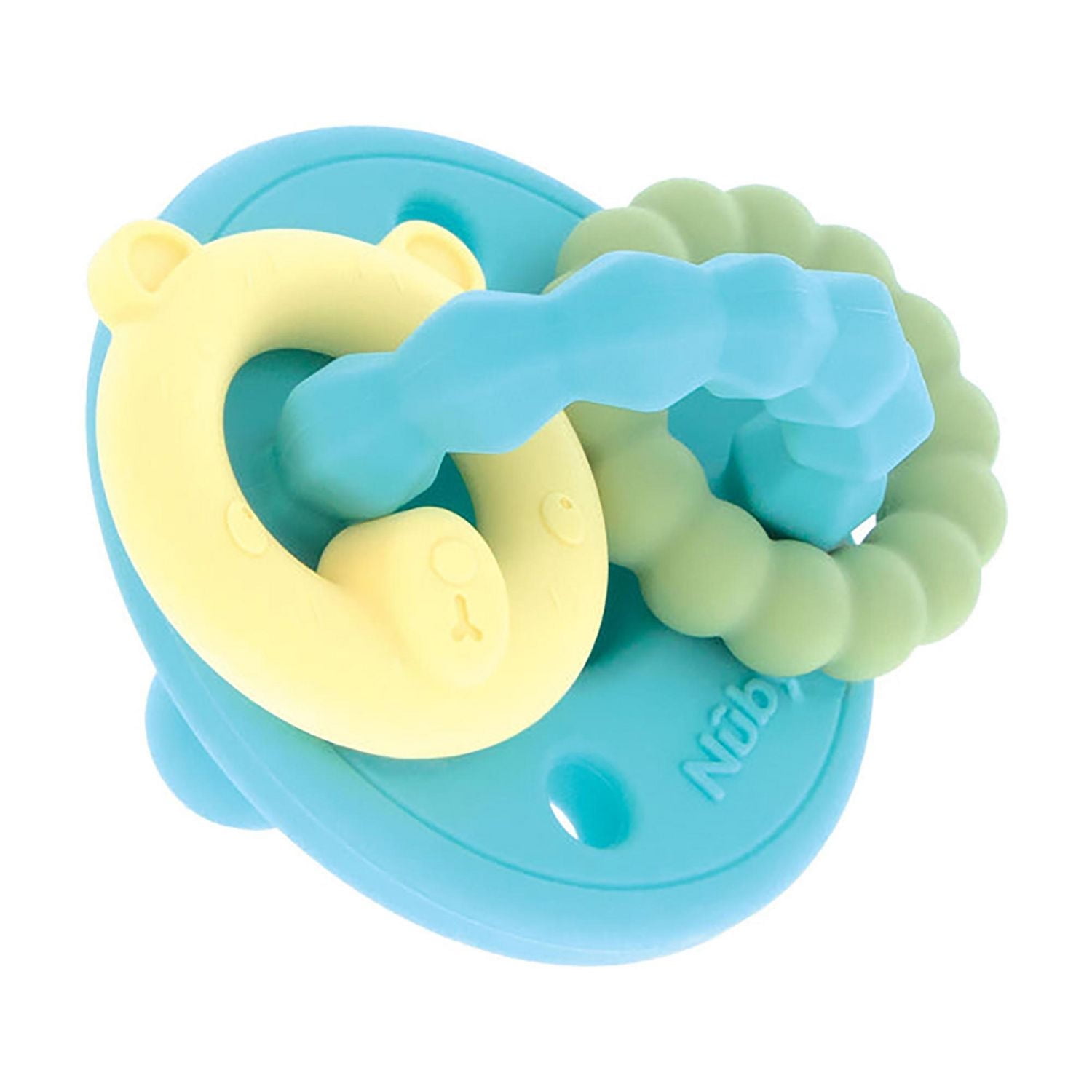 Nûby™ Charms™ Pacifier & Teether, 100% Soft Silicone - Aqua