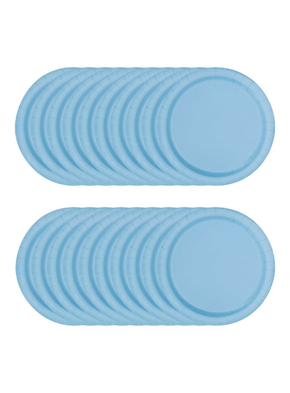 Way to Celebrate! Light Blue Paper Dinner Plates, 9in, 20ct