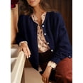 thumbnail image 6 of Gynyvoja Long Sleeve Crewneck Button Down Womens Sweaters Spring Open Front Chunky Cardigan for Women Navy Blue XL, 6 of 9