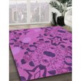thumbnail image 3 of Ahgly Tapis d'Intérieur Lavable en Machine Carré Transitionnel Moyen Violet Rouge Rose, 6 Pieds Carré, 3 of 7