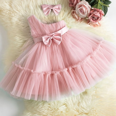 

Herrnalise Girls Baby Long Skirt Solid Princess Bowknot Performance Dress Skirt Dress