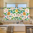 thumbnail image 2 of Yayeee Kitchen Curtains Tier Set of 2 Light Filtering 57"x36" Over Sink Window Panels, Retro Orange Floral, 2 of 7