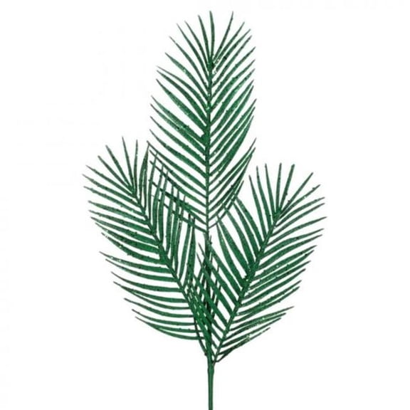MDR Trading Inc. CM-RT779GR_Q01 Green Glittered Triple Palm Leaf Spray Faux Plants And Trees