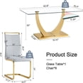 thumbnail image 3 of TesNus 7-Piece 63" Glass Dining Table Set, Tempered Glass Table with Gold Metal Base and 6 PU Leather Chairs for Dining Room, 3 of 7