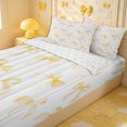 thumbnail image 3 of Erosebridal Watercolor Bow Zipper Queen Comforter Set with Fitted Sheet and 2 Pillowcases,Striped Dot Zipper Bedding Set,Warm Yellow,4 Pieces,Reversible, 3 of 6