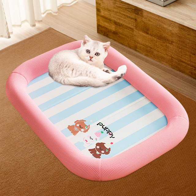 Almohadilla para mascotas, ligera y transpirable, de verano, para cachorros y gatitos, ideal para interiores exteriores, gatos perros Rosa