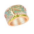thumbnail image 4 of Anillo de joyería vintage para mujer con patrón del árbol de la vida y diamantes de imitación. 8, 4 of 9