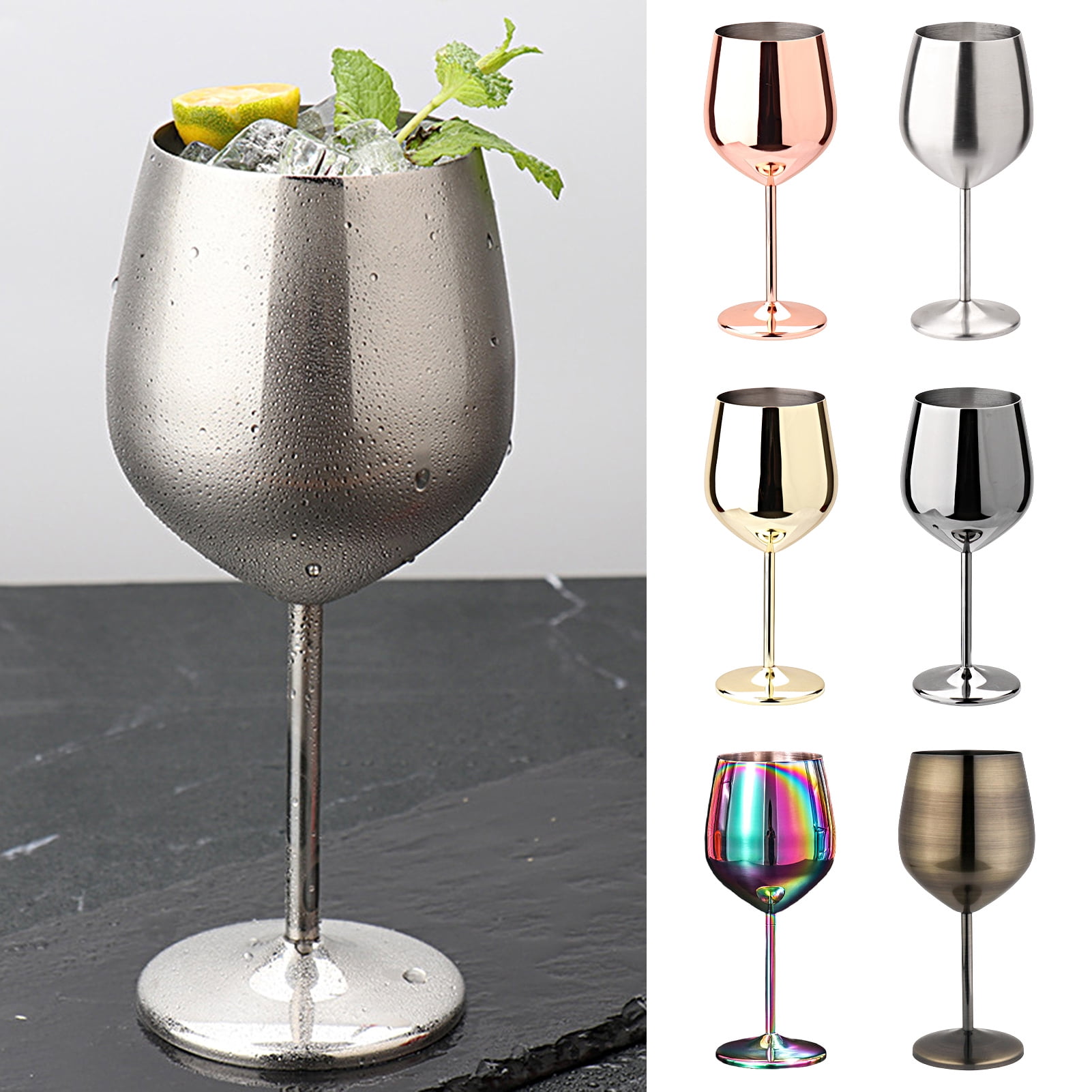 Stainless Steel Wine Glasses, 17 Oz Unbreakable Stemmed Red Wine Glasses,  Rose Gold Wine Goblets, Metal Copper Drinkware for Champagne, Cocktail
