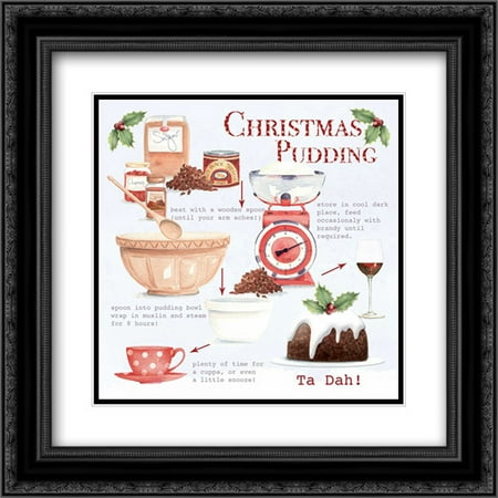 Christmas Pudding 2x Matted 20x20 Black Ornate Framed Art Print by P.S. Art (Best Black Pudding In Ireland)