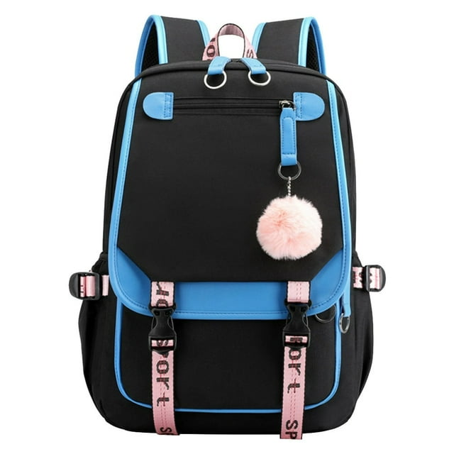 AMERTEER Fashion Casual Backpack with USB Charge Port Student Shoulder Bookbag (Black)