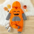 thumbnail image 2 of qiiinnHk Baby Halloween Pumpkin Hooded Outfit Cartoon Toddler Bodysuit Long Sleeve Romper Halloween Clothes for Toddler Baby Boy Girl 3-6 Months,Orange, 2 of 7