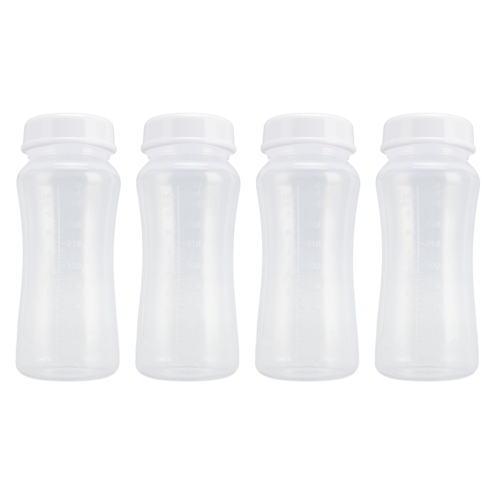 8-Piece Milk Storage Bottles, Reusable Breastmilk Collection Bottles with Leak-Proof Travel Caps for Electric Breastpumps, Wide Neck Design, Clear 10.14 fl oz / 300 ml Capacity Set