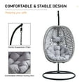 thumbnail image 6 of TesNus Egg Swing Chair with Stand, Grey Rattan Hanging Basket Chair with Cushion and Pillow, Indoor Outdoor Lounge Chair for Patio Balcony Backyard, 6 of 9