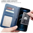 thumbnail image 5 of for iPhone 12 Pro Max Wallet Case Compatible with MagSafe Wireless Charging, RFID Blocking Magnetic Leather Case with Card Slots Holder Kickstand Detachable Wrist Strap 6.7 Inch (Blue), 5 of 14