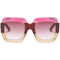 thumbnail image 2 of FEISEDY Oversized Square Sunglasses Multi Tinted Glitter Frame Stylish Inspired B2276, 2 of 6