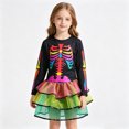 thumbnail image 4 of MEZZALL Girls Halloween Skeleton Bodysuit Dress Kids Party Fancy Tutu Dress Vacation Dresses, 4 of 5